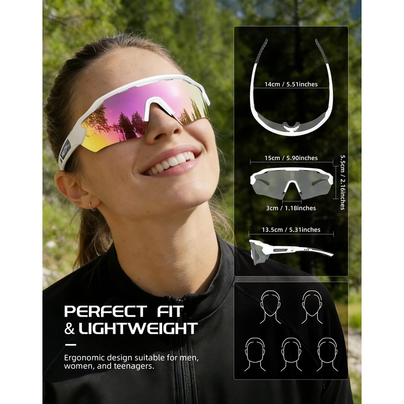 Innerking Photochromic Cycling Glasses for Men and Women, Bike Glasses