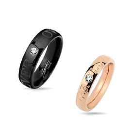 eeddoo® Women's & Men's Titanium Partner Rings with Forever Love and Crystal Engraving, Titanium, No Gemstone