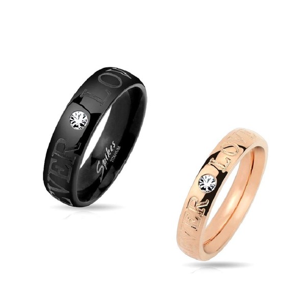 eeddoo® Women's & Men's Titanium Partner Rings with Forever Love