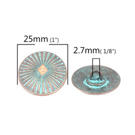 5 PCs Vintage Based Alloy Round Metal Sewing Shank 25mm Buttons Antique Copper Color DIY Clothing Decoration (Circle Antique Copper)