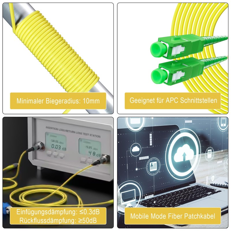 8ternityFiber Fibre Optic Cable SCA to SCA 15M/49FT, OS2 Fibre