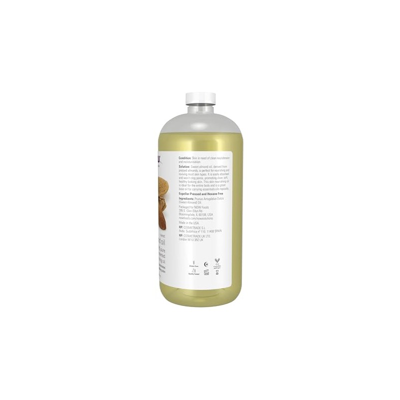 NOW Aceite de Almendra Puro 100% - Hidratante Natural para