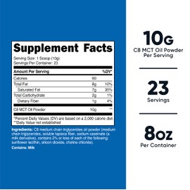 Nutricost C8 MCT Oil Powder 23 Servings (8oz) - 95% C8 MCT Oil Powder