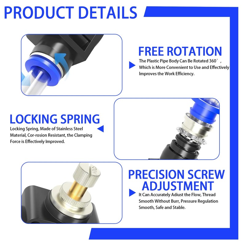 HERKINDNESS Air Flow Control Valve, Pack of 6 Pneumatic Air