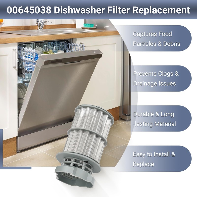 2PCS 645038 Dishwasher Filter for Bosch Thermador, Dishwasher Filter Replacement
