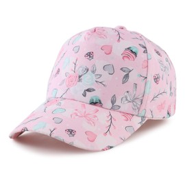 MniJiza Toddler Girls Baseball Cap Girls Ponytail Hat Kids Summer Trucker Hats Sun Protection Snapback Caps (2-5Y, Pink Rose)