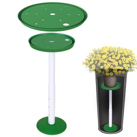 YLSAZL 2 Pack Adjustable Height Plant Risers for Inside Pots,21-33" Rise Plant Risers for, Indoor & Outdoor Insert with, Tall Square Round Taper Planter with 6''8" 10" Base & Top（ Green - Long）