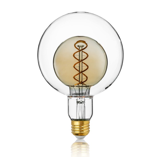 FLSNT LED Bulb, E26 Base, 60W Equivalent, 450lm, 2700K, Brown Filament Bulb, Edison Bulb, Chandelier, Torchiere Light, Decorative Bulb, High Rendering Color, Wide Light Distribution, Non-Dimmable, PSE
