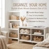 Khaki Stackable Storage Baskets, Plastic Weave Basket Organizer and Storage