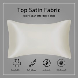 MisShow 4 Pack Satin Pillowcases, Beige Silky Pillowcases for Hair and Skin with Envelope Closure, 50x75 cm