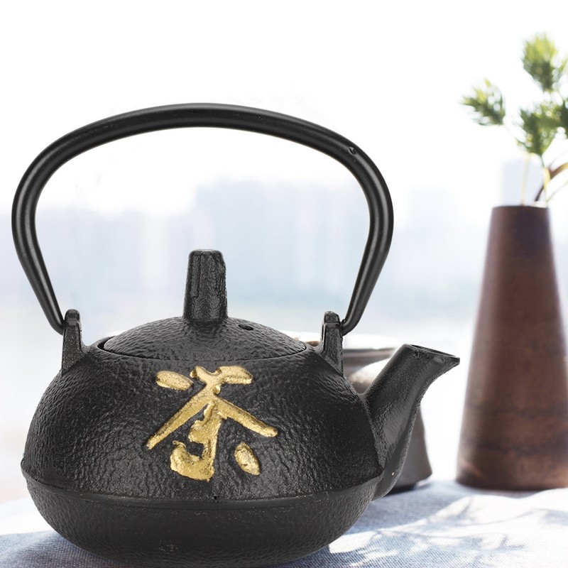 Iron Teapot Kettle Uncoated with Strainer 0.3L Tea and Zen