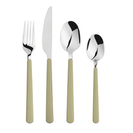 Cutlery Set Stainless Steel 16-Piece ABS Handle Fork Spoon Sets for 4 People (Olive Green)