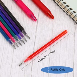 Erasable Gel Ink Pen Refills Compatible with Frixion Friction, 24-Pack 0.7mm, Fast Dry 8 Colors