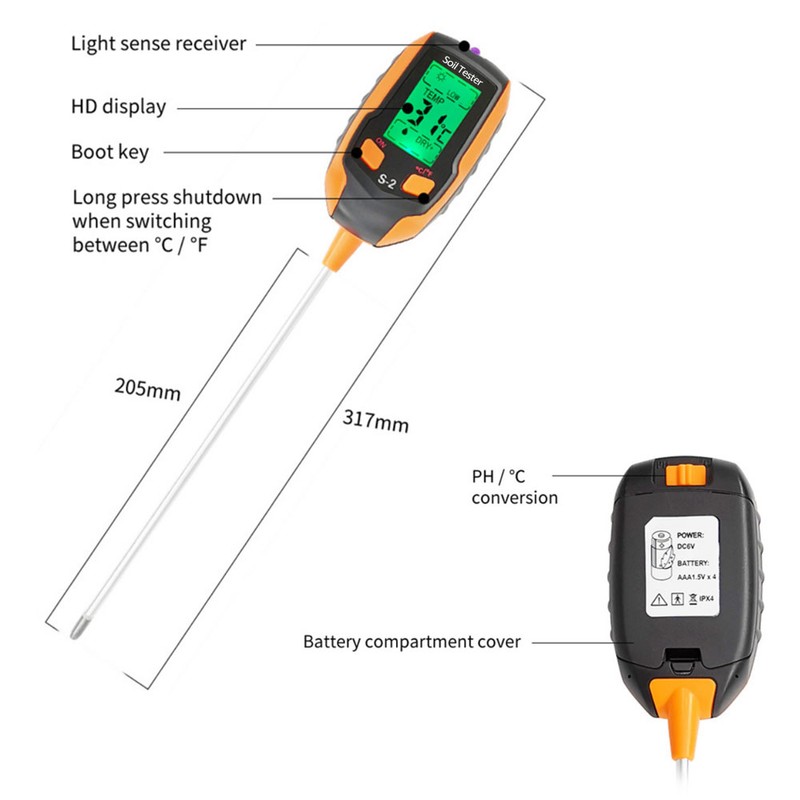 5-in-1 Soil Tester Multifunctional Soil Detector Moisture Meter pH Meter