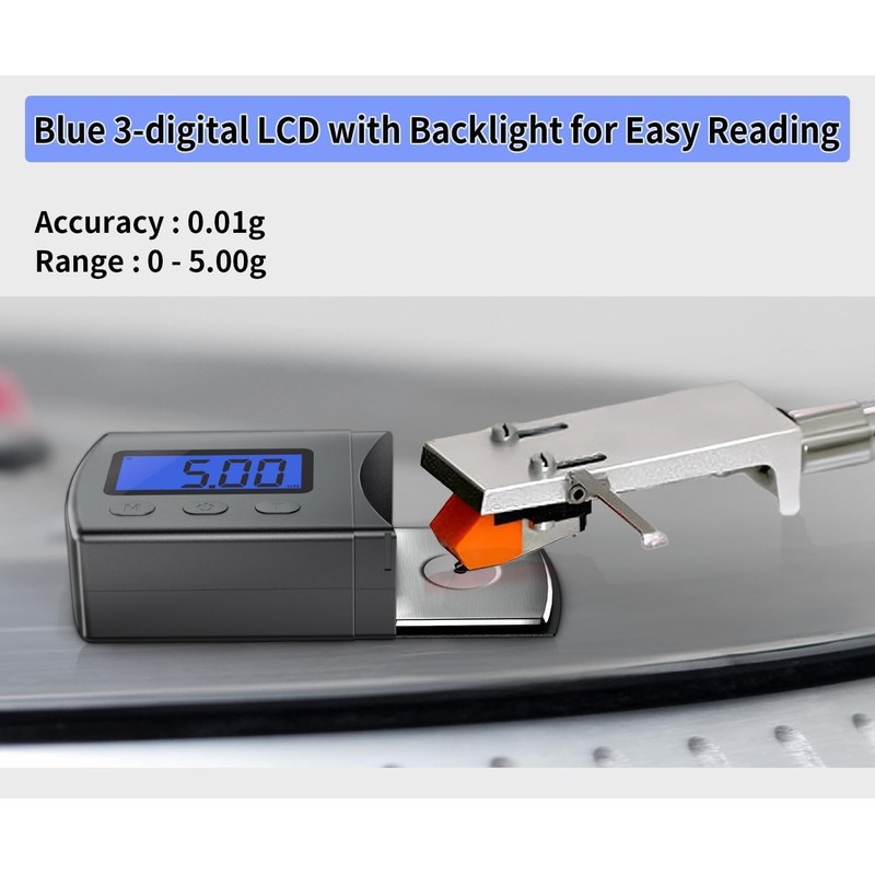 DIGITNOW Digital Turntable Stylus Force Scale Gauge 0.01g/5.00g,Tracking Force Pressure