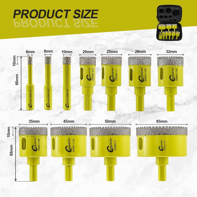 Diamond Core Drill Bits Set - Tile Hole Saw Kit