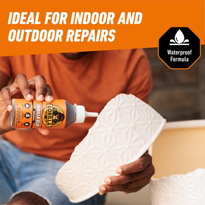 Gorilla Original Gorilla Glue, Brown, Waterproof Polyurethane Glue, 8 Ounce