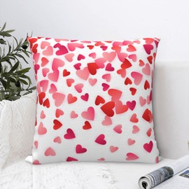 Valentines Pillow Covers 18x18 Inch Set of 2,Pink Love Heart Throw Pillows Case,Valentine's Day Mother's Day Anniversary Decorative Square Cushion Covers Farmhouse Outdoor Decor for Home Sofa Bed