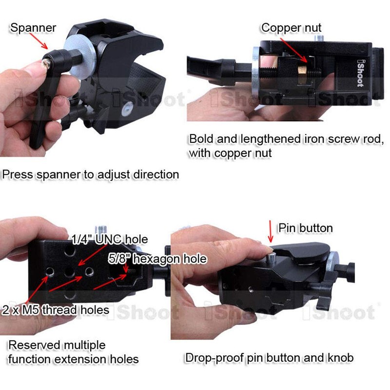 Super Strong Universal Metal Photography Camera Crab Shears Crab Clamp,