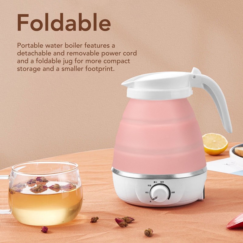 0.6L Foldable Electric Kettle 600W Heat Resistant Rust Proof Portable