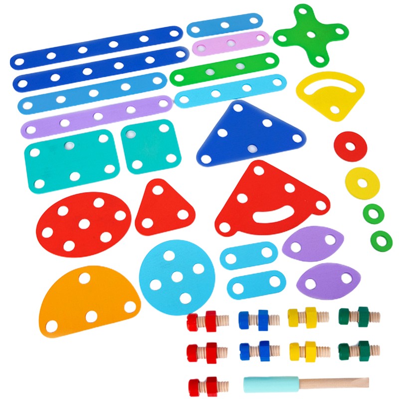 Kids Nut Combination Wooden Toy Building Tool Set for Interactive