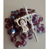 Catholic AB Purple Color Iridescent Glass Rosary Silver Tone Crucifix