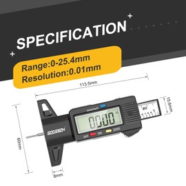 GODESON Digital Tire Tread Depth Gauge 2-Pack, Tire Depth Gauge with Large LCD Display 0-25.4 mm, Stainless Steel Probe, Unit Switch mm/Inch for Cars, Motorcycles, Trucks