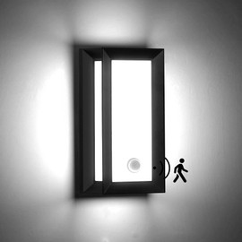 Kawell Motion Sensor LED Wall Light Outdoor Waterproof LED Wall Socnce Dusk to Dawn Exterior LED Wall Lamp 18W Hardwired for Patio Porch Courtyard Garage, Cold White