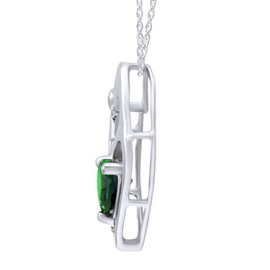 THE JEWEL ZONE Heart Cut Simulated Emerald & White Natural Diamond Accent Mother Heart Pendant Necklace in 14k White Gold Over Sterling Silver (1 1/10 Cttw)