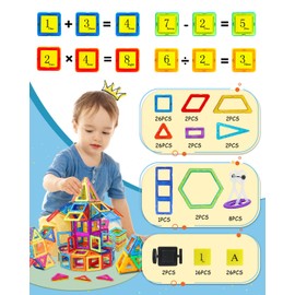LIVEHITOP 116 Pieces Magnetic Building Blocks Set - Magnetic Building Blocks Construction Blocks Parts Educational Toy Gift Birthday Children's Day for Children from 3 Years