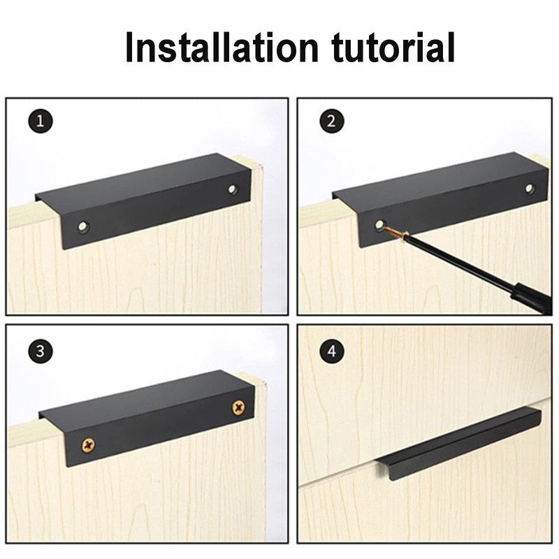 10Pcs Black Cabinet Handles Mount Finger Edge Pulls Hidden Drawers