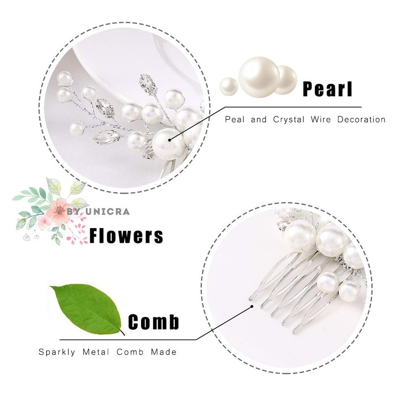 Unicra - Peine para el pelo de novia, color plateado