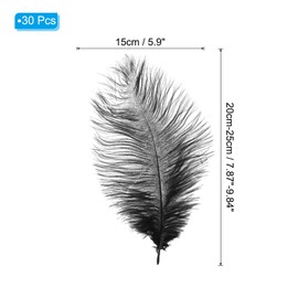 PATIKIL 8-10 Inch(20-25cm) Ostrich Feathers, 30 Pack Artificial Ostrich Feathers Natural Bulk for Wedding Party Centerpieces Decorations Crafts Black (5inch Width)