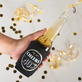 Prazoli 40th Birthday Can Coolers (12 Pack) - Happy 40 Birthday Decorations for Men, Cheers to 40 Years, Happy 40th Birthday Party Favors, Over The Hill Birthday Decorations 40th Party