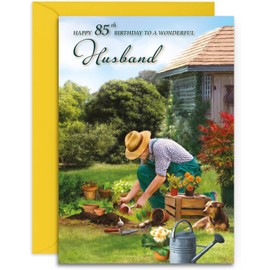 Husband 85th Gardener Birthday Card - Gardening/Allotment - Medium Sized Card (A5 Size -148mm x 210mm) with Envelope
