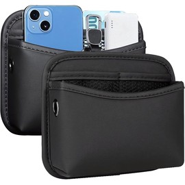 SOOPII - Organizador versátil de bolsillo lateral para asiento de coche, organizador de consola de piel sintética para teléfono, llaves, anteojos de sol y portafolios (paquete de 2, negro)