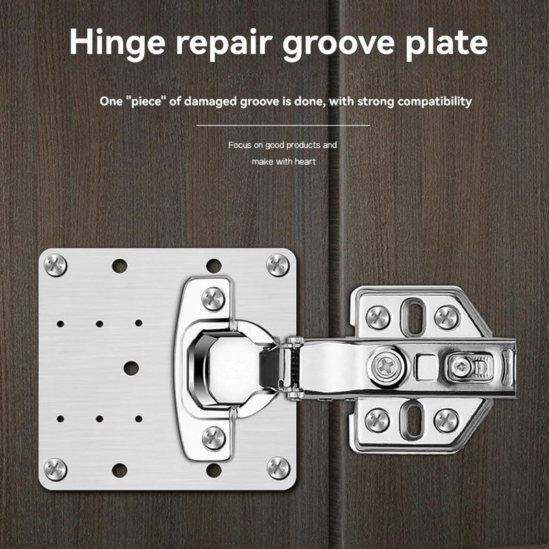 Hinge Repair Plate,10PCS Cabinet Hinge Repair Plate with Customized Screws,Stainless