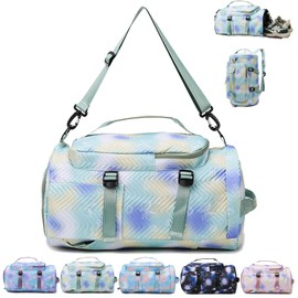 AUNGKWANG Sports Bag Men Women 35L Large Sports Bags Yoga Bag Travel Bag Swimming Bag Waterproof Gym Bag Sports Backpack Training Bag with Shoe Compartment & Wet Compartment, Green, Sports bag