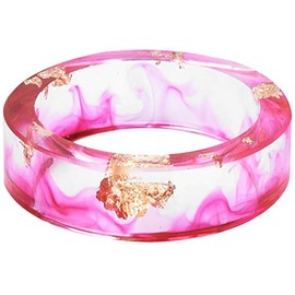 Jude Jewelers 8mm Ocean Style Transparent Plastic Resin Wedding Band Cocktail Party Ring (Pink, 7)
