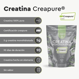 Vitatú | Creatina Monohidratada Creapure, 100% Pura, Vegana, Sin Sabor, 90 porciones de 5 g en polvo, Sin Olor, Pre workout, Pre Entreno, 450 g, Suplemento Alimenticio