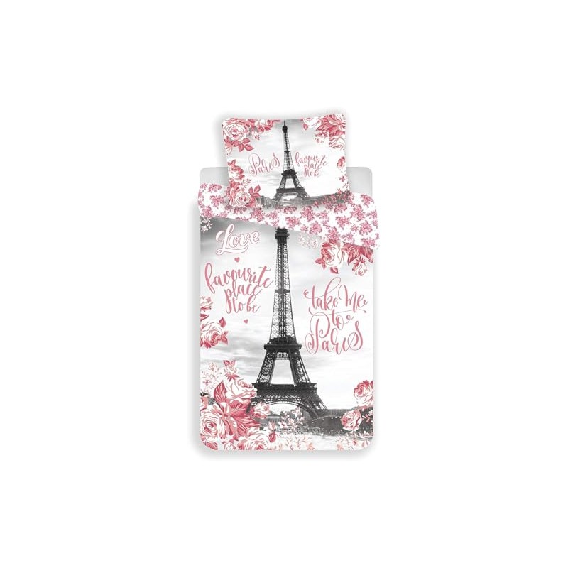 Jerry Fabrics 2-Piece Paris Pink Bedding Set, 100% Cotton, Duvet