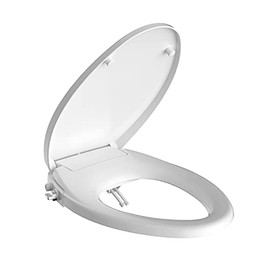 R&T Manual Bidet Toilet Seat Non-Electric Elongated Self-Cleaning Dual Spray Rods for Rear & Feminine Wash Adjustable Water Pressure