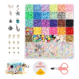 Bisuteria Pulseras DIY Kit Para Hacer Pulseras Bricolaje Cuentas 6100pcs Letras Para Bisuteria Con Tijeras, Se Pueden Utilizar Cuentas De Cristal...  