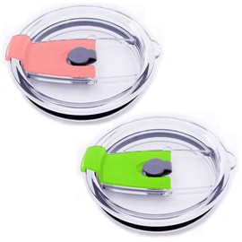 2 pcs Tumbler Replacement Lids,Spill-proof Splash Resistant Straw-friendly Cover,BPA Free & Straw Friendly (20 oz,green&pink)