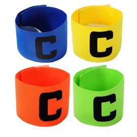4Pcs Multi-Color Elastic Nylon Soccer Captain Armband Adjustable Anti-Drop Arm Badge Bands for Football Basketball Players Teams Sports Training(Blue Yellow Green Orange)