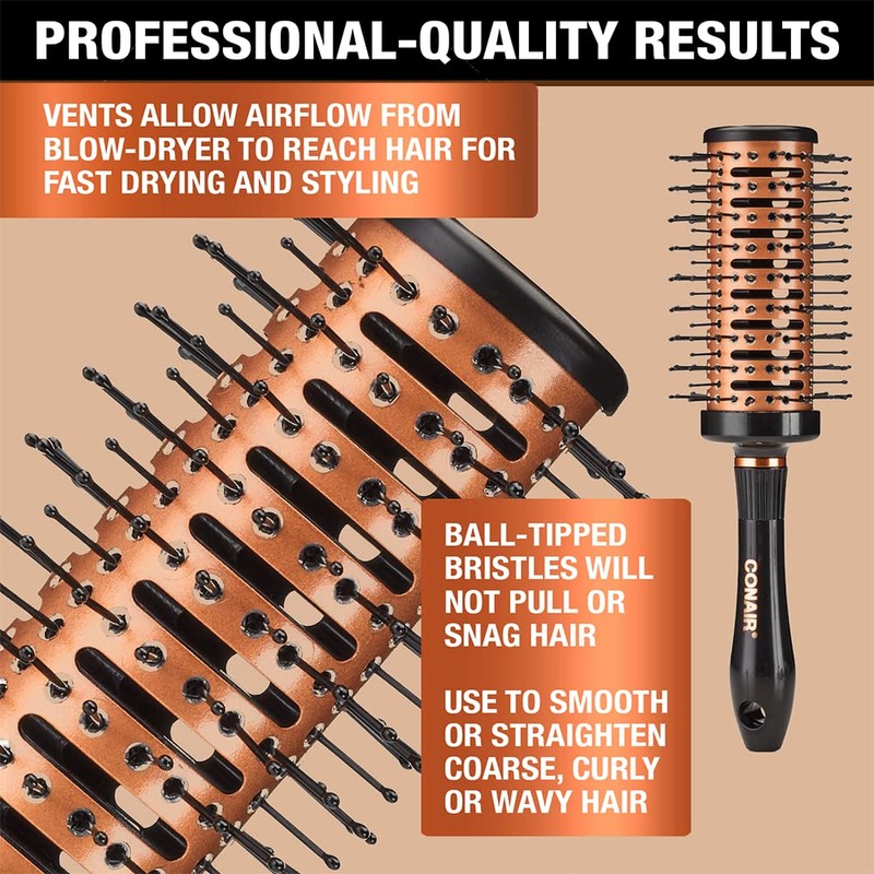 Conair Vented Copper Collection Round Brush for Blow Drying and