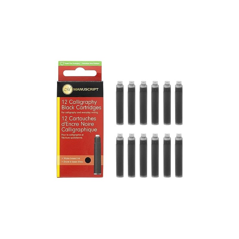 12 Manuscript Calligraphy Black Cartridges