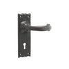 Black Antique Door Handles Lever Lock Plain
