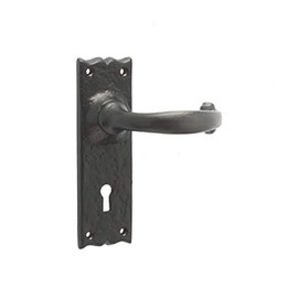 Black Antique Door Handles Lever Lock Plain
