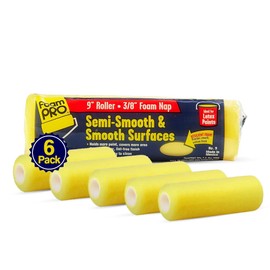 FoamPro 9 Paint Roller Cover for Semi-Smooth Surfaces | High Capacity Foam Roller Cover | House Painting Supplies for Walls | 9” x 3/8" | 6-Pack